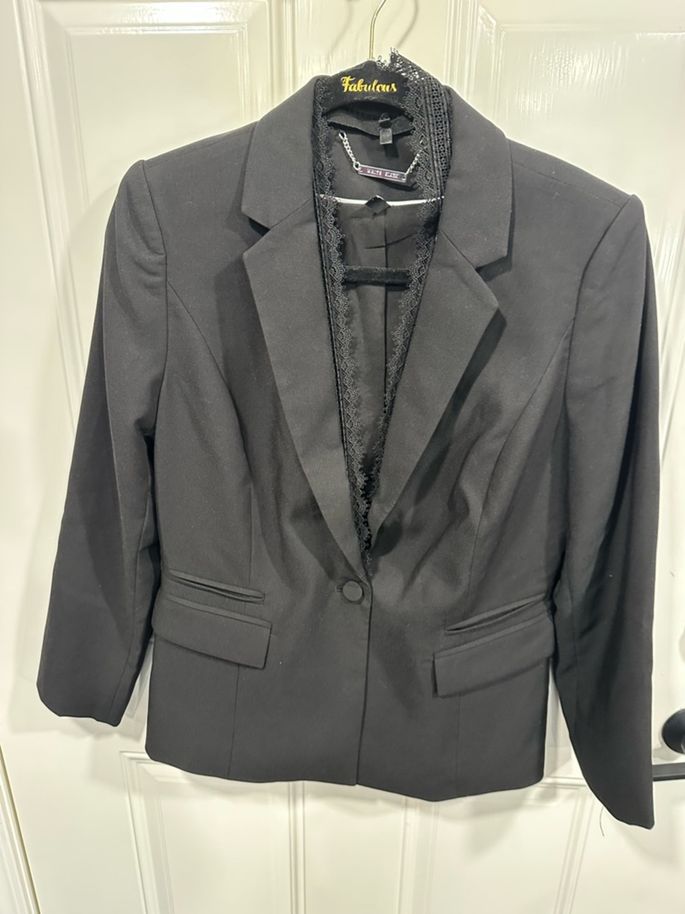 White House Black Market Black Single-Button Blazer with Notch Lapel